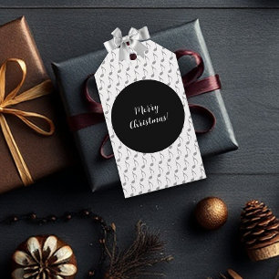 Chic Houndstooth Musical Notes Merry Christmas Gift Tags