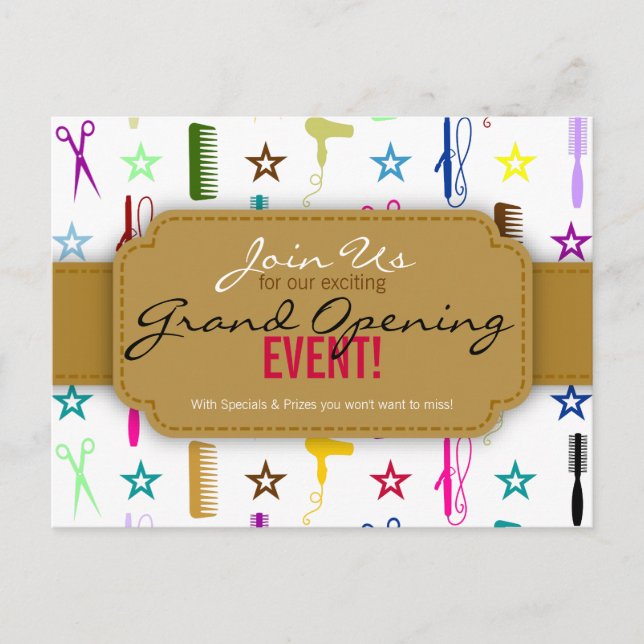 Chic Hues Multicolor Hair Salon Grand Opening Invitation Postcard (Front)