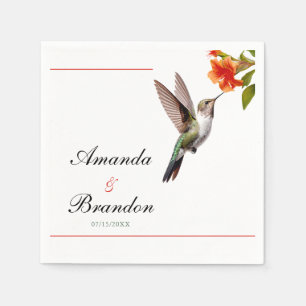 Chic Hummingbird and Orange Flower Wedding Napkin