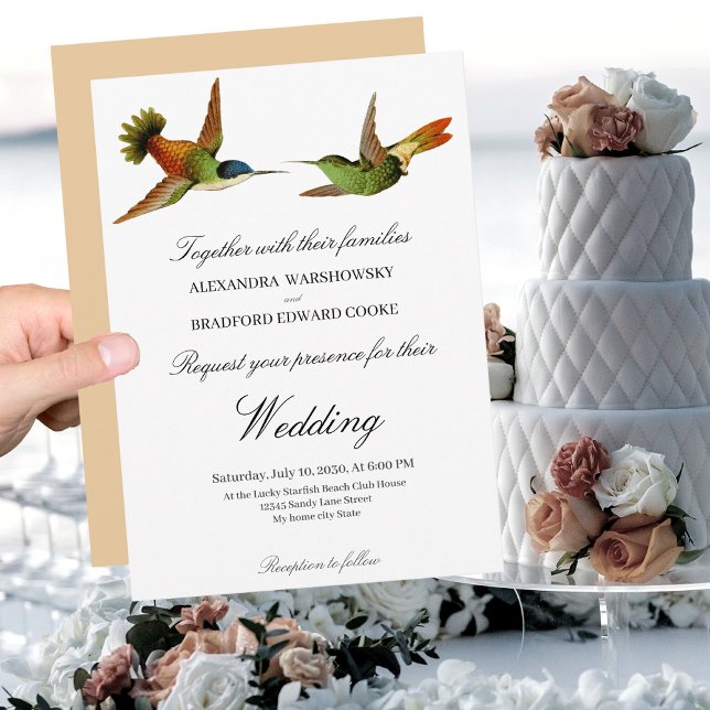 Chic Hummingbird wedding invitation Bush Pink (Creator Uploaded)