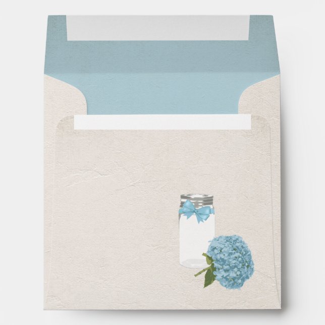 Chic Hydrangea and Mason Jar Wedding Envelope (Back (Bottom))