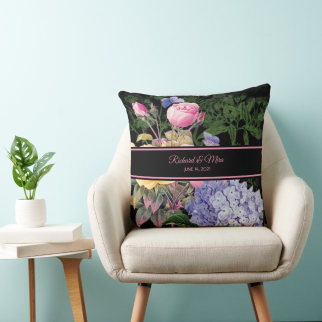 Chic Hydrangea and Roses Keepsake Throw Pillow (Chair)