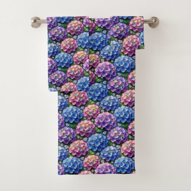 Chic Hydrangeas and Diamonds Towel Set (Insitu)