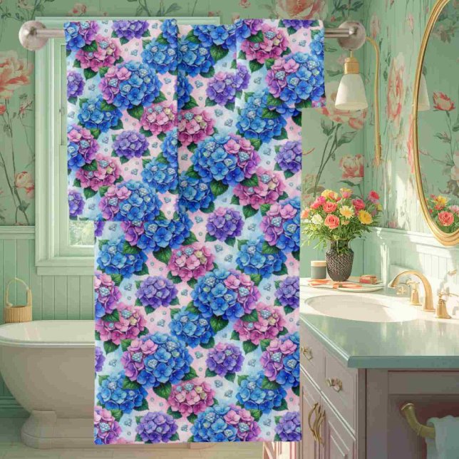 Chic Hydrangeas and Diamonds Towel Set (Creator Uploaded)