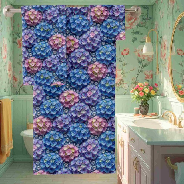 Chic Hydrangeas and Diamonds Towel Set (Creator Uploaded)