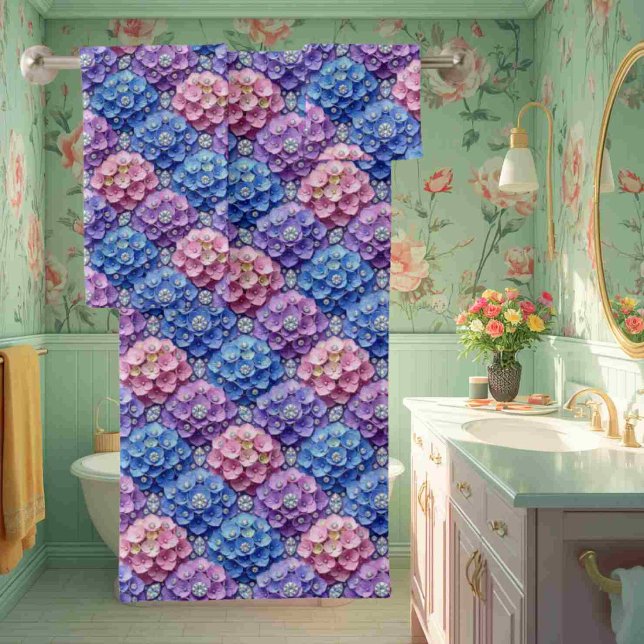 Chic Hydrangeas and Diamonds Towel Set (Creator Uploaded)