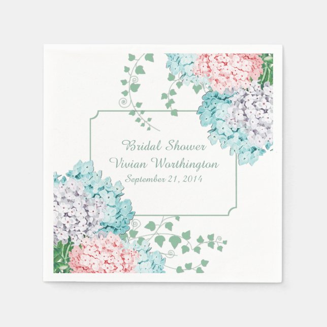 Chic Hydrangeas and Ivy Bridal Shower Napkins (Front)