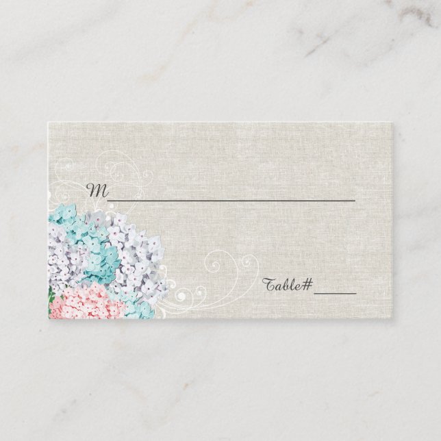 Chic Hydrangeas Wedding Place Card (Front)
