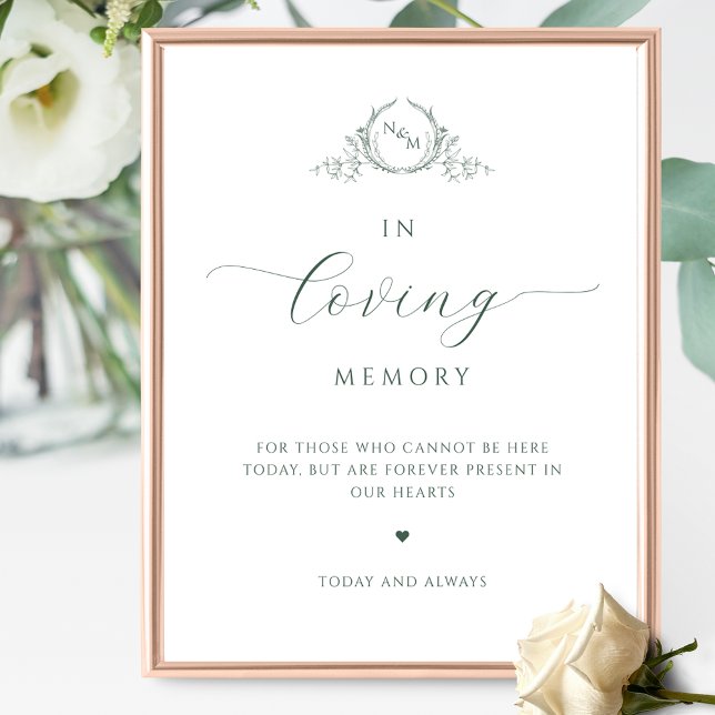 Chic In loving Memory, Monogrammed Green Sign (Creator Uploaded)