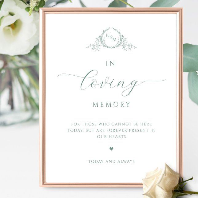 Chic In loving Memory, Monogrammed Pale Green Sign (Creator Uploaded)