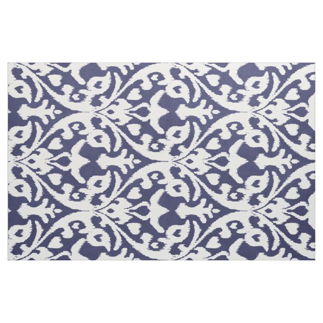 Chic indigo blue and white ikat tribal patterns fabric (Fat Quarter)