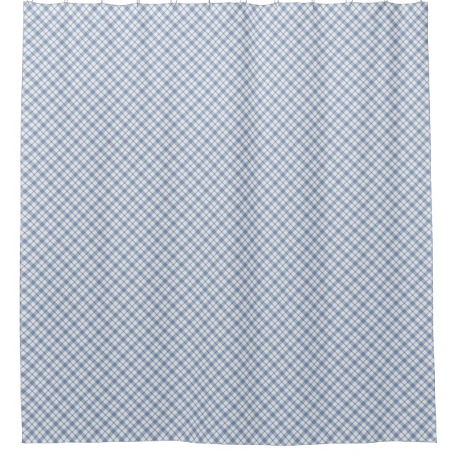 Chic Indigo Blue and White Preppy Check Pattern Shower Curtain (Front)