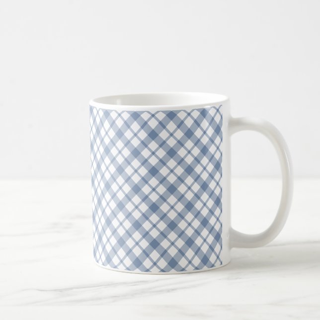 Chic Indigo Blue White Preppy Check Coffee Mug (Right)