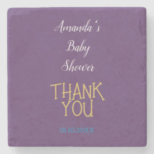 Chic Indigo Gold Colour Minimalist Baby Shower Stone Coaster