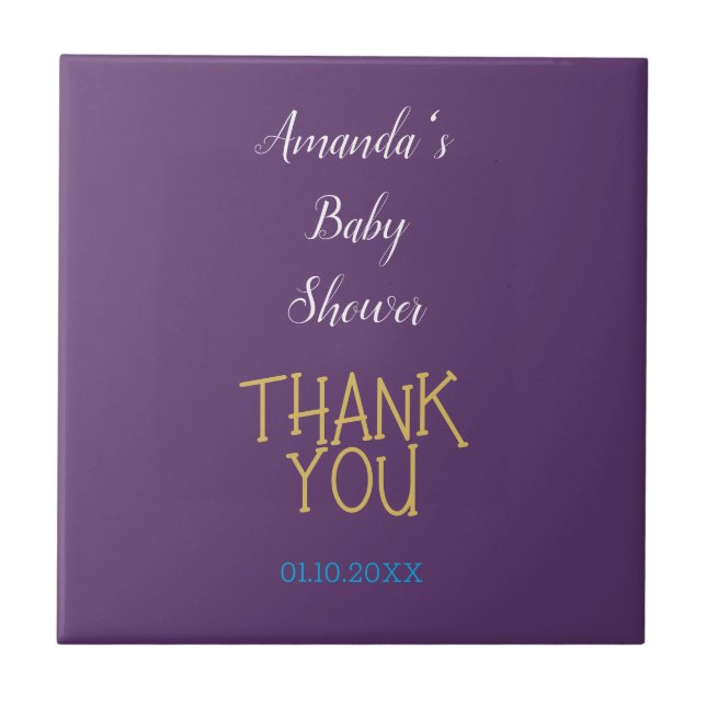 Chic Indigo Gold Colour Minimalist Baby Shower Tile (Front)