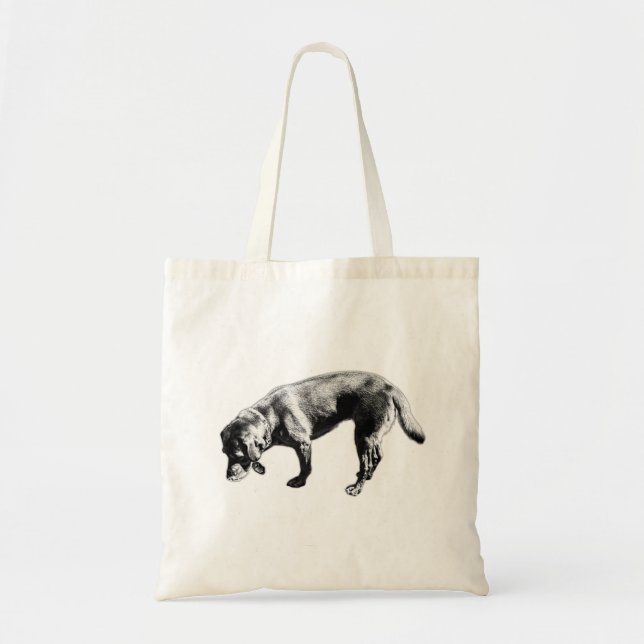 Chic Ink Labrador Retriever Sniffing Tote Bag (Front)