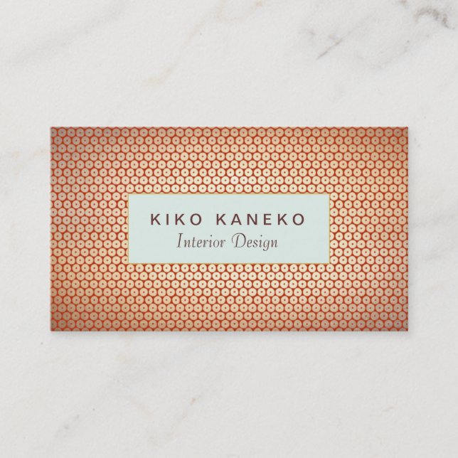 Chic Interior Design Gold Foil Look Blue Plaque Business Card (Front)