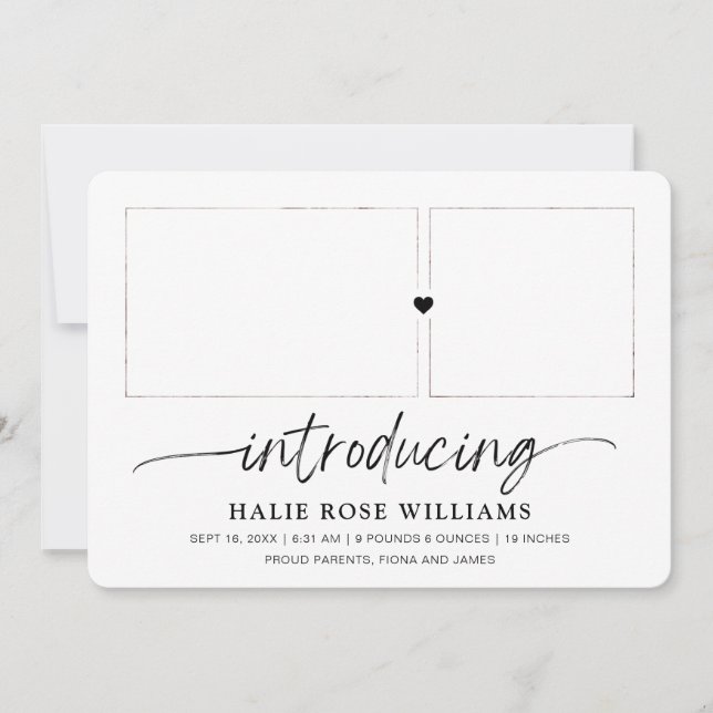 Chic Introducing Photo Collage Birth Announcement (Front)