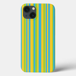 Chic iPad Case: Turquoise, Yellow, Green Stripes iPhone 13 Case