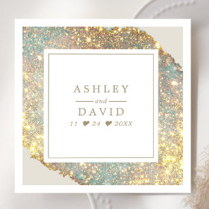 Chic Iridescent Holographic Glitter Wedding Napkin