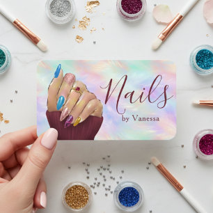 Chic Iridescent Opal Manicurist Artist Nail Salon Business Card