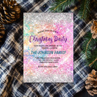 Chic iridescent pink silver faux glitter Christmas