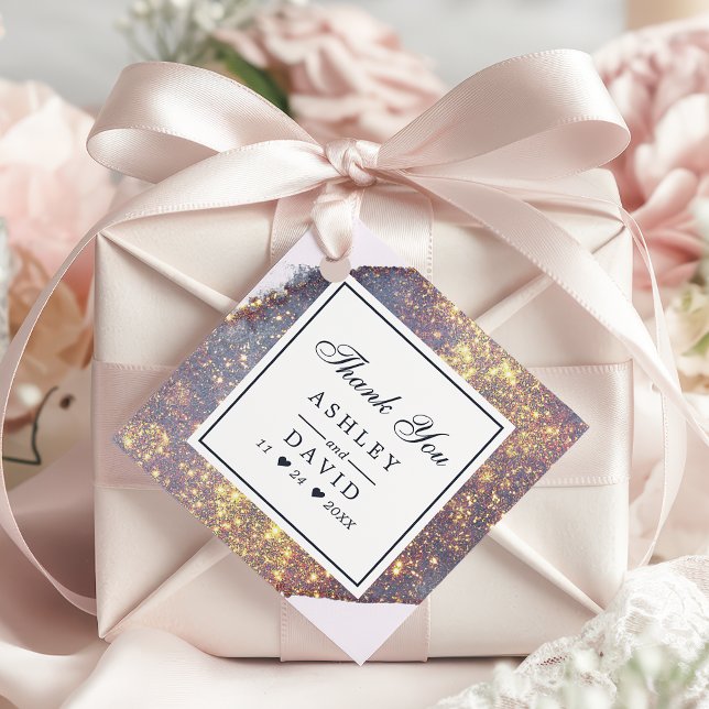 Chic Iridescent Purple Gold Glitter Favour Tag (Creator Uploaded)