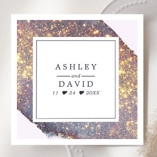 Chic Iridescent Purple Gold Glitter Wedding Napkin