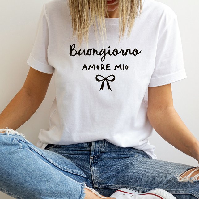 Chic Italian Bow Coquette | Buongiorno Amore Mio T-Shirt (Creator Uploaded)
