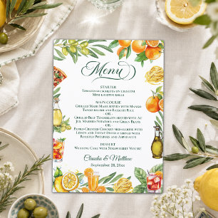 Chic Italian Citrus Cocktails Wedding Menu