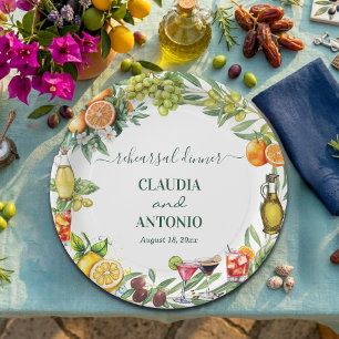 Chic Italian Citrus Wedding Rehearsal Dinner Paper Plate