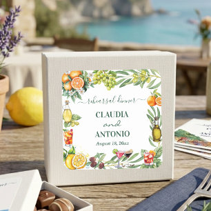 Chic Italian Citrus Wedding Rehearsal Dinner Square Sticker