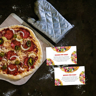 Chic Italian Slice Slice Pizza Books Baby Shower Enclosure Card
