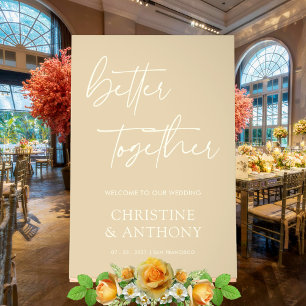 Chic Ivory and Champagne Gold Personalised Wedding Acrylic Sign