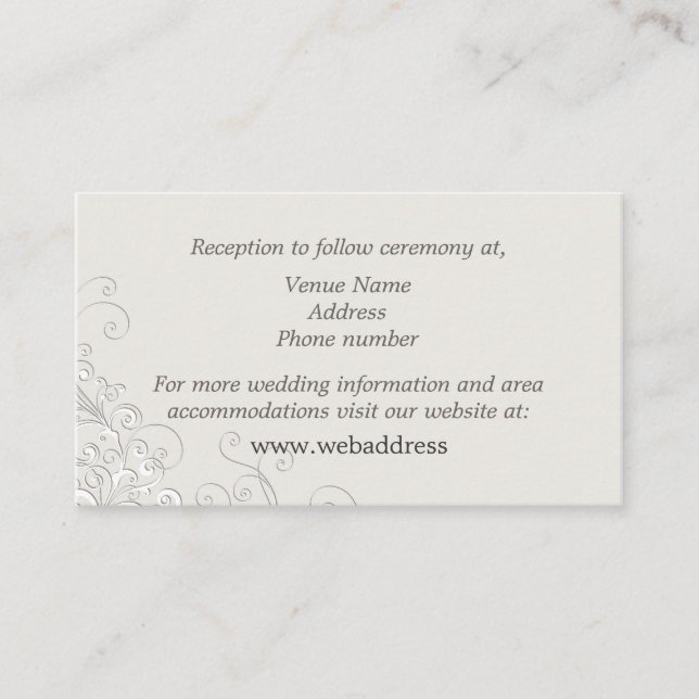 Chic Ivory and White Classic Wedding Enclosure Card (Front)