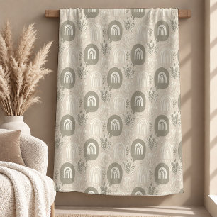 Chic Ivory Beige Rainbow Shapes Leaves Blanket Art