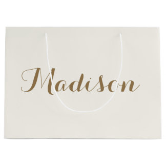 Chic ivory cream minimalist monogram large gift bag