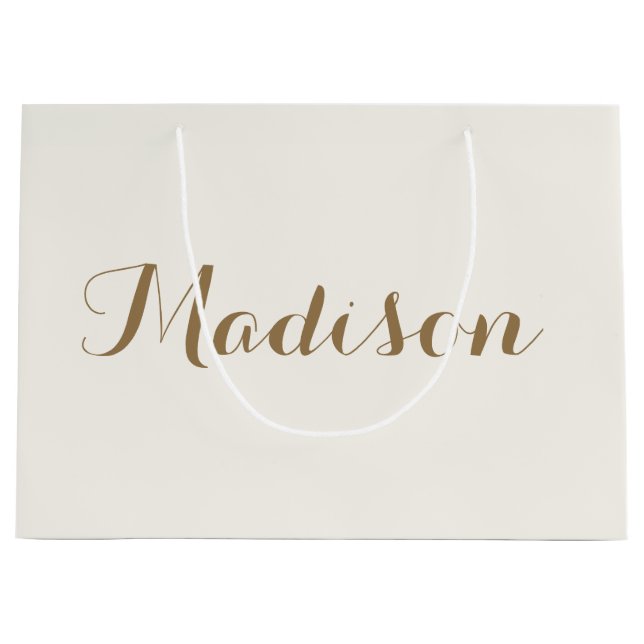 Chic ivory cream  minimalist monogram  large gift  bag (Front)