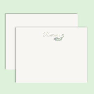 Chic Ivory Eucalyptus Sage Personalised Name Card