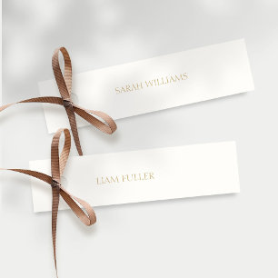 Chic Ivory & Faux Gold Wedding Escort Place Name Card