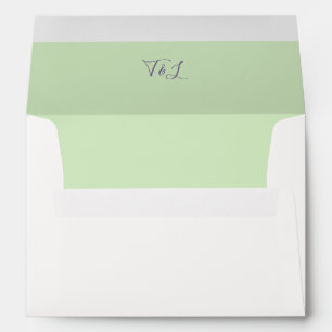 Chic Ivory & Green   Initials Wedding Envelope