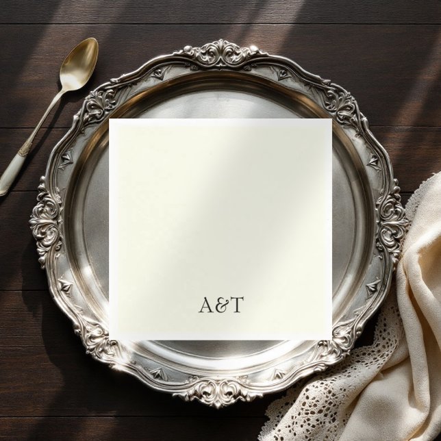 Chic ivory initials elegant wedding napkins  (Creator Uploaded)