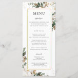 Chic Ivory Magnolia Floral Greenery Wedding Menu<br><div class="desc">Personalise this elegant timeless wedding menu with your own wording easily and quickly,  simply press the customise it button to further re-arrange and format the style and placement of the text.  Double sided. The Happy Cat Studio</div>