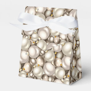 Chic Ivory Silver Gold Baubles Ornaments Pattern Favour Box