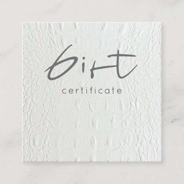 Chic Ivory White Leather Texture Gift Certificate (Front)