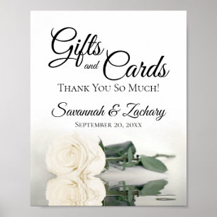 Chic Ivory White Rose Gifts & Cards Wedding Sign