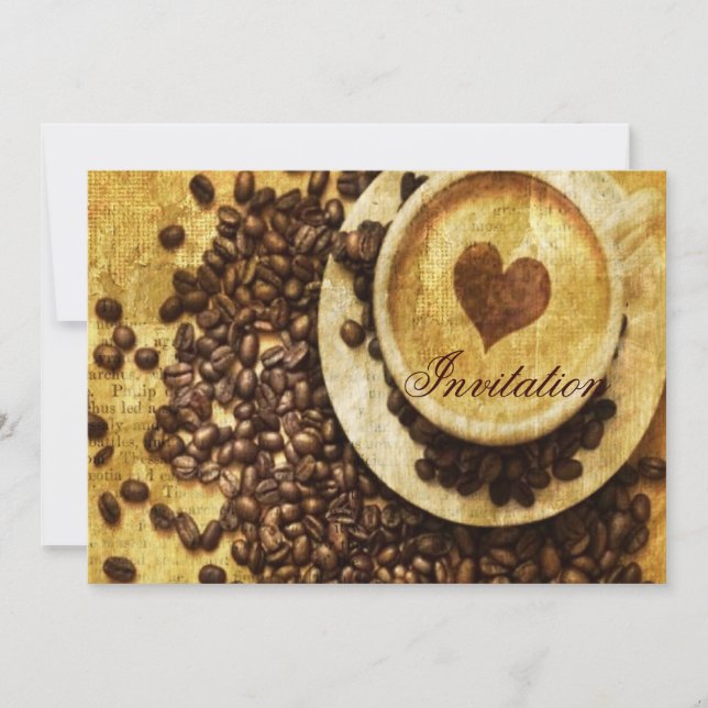 Chic Java cappuccino Coffee Beans Coffee Lover Invitation (Front)