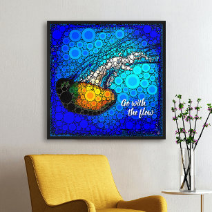 Chic Jellyfish Photo Circle Art “Go with the Flow” Poster