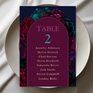 Chic jewel tones flowers wedding numbers seating  table number