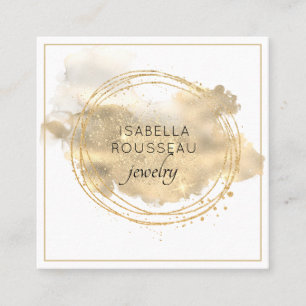 Chic Jewellery Designer Platinum Gold Glitter  Square Business Card
